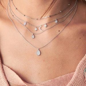 Bohemian Inlay Chain Multilayer Necklace.